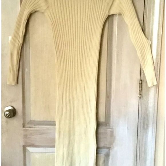 Free People Beach Walk About Maxi Dress Ribbed Knit Form Fitting Ivory - Picture 6 of 7